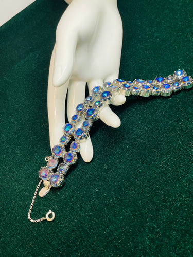 Blue AB Double Row Rhinestone Bracelet